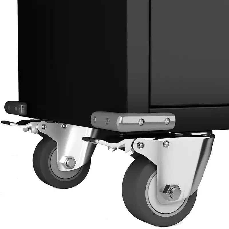 AOBABO Lockable Steel File Storage Organizer Cabinet with Adjustable Shelves and Wheels for Home, School, Office, and Garage Organization, Black
