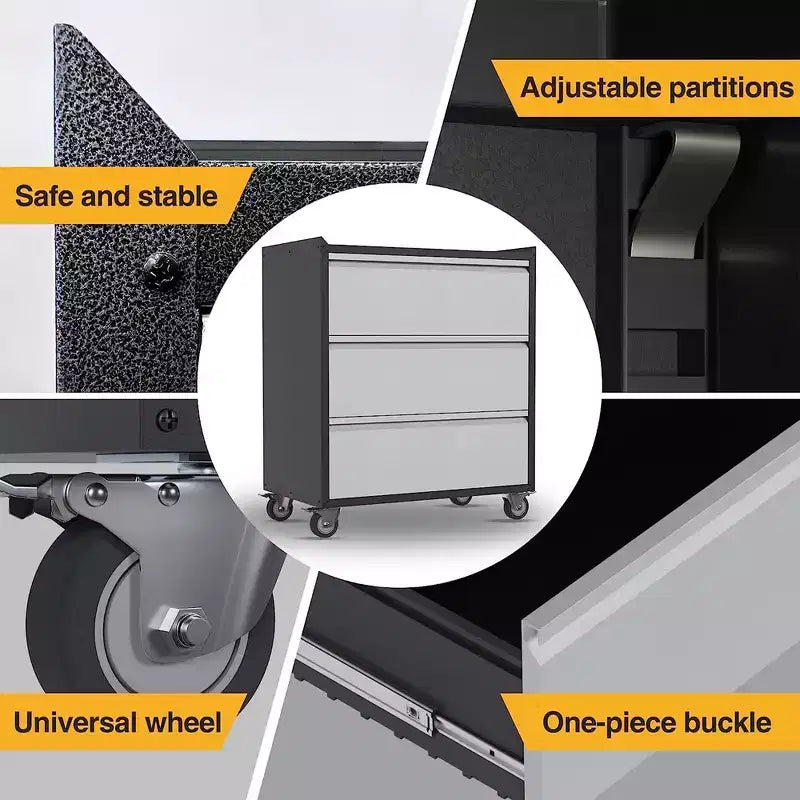 AOBABO Lockable Steel File Storage Organizer Cabinet with Adjustable Shelves and Wheels for Home, School, Office, and Garage Organization, Black