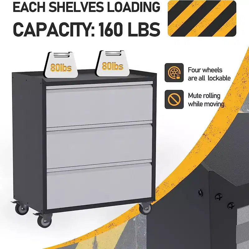 AOBABO Lockable Steel File Storage Organizer Cabinet with Adjustable Shelves and Wheels for Home, School, Office, and Garage Organization, Black
