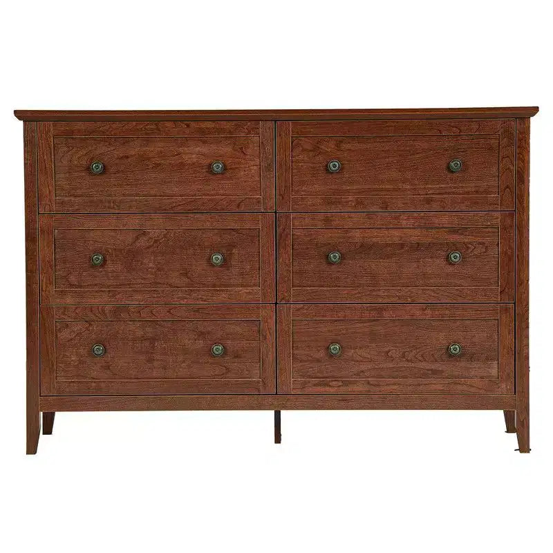 Karl Home 47 Inch Six Drawer Cabinet with Double Row Dual Handles Frame Design Melamine Finish