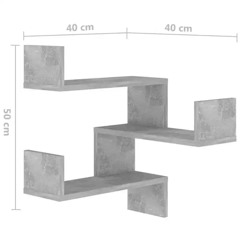 vidaXL Wall Corner Shelf Concrete Grey Engineered Wood 15.7x15.7x19.7 in