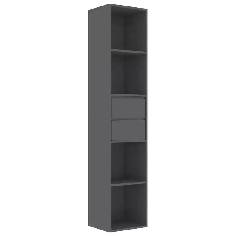 vidaXL Book Cabinet High Gloss Gray 14.2x11.8x67.3 Engineered Wood