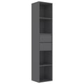 vidaXL Book Cabinet High Gloss Gray 14.2x11.8x67.3 Engineered Wood