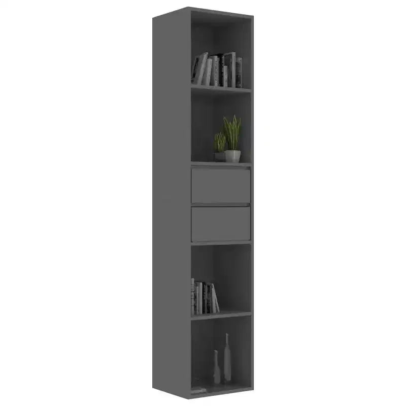 vidaXL Book Cabinet High Gloss Gray 14.2x11.8x67.3 Engineered Wood