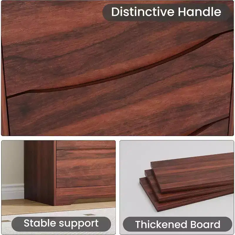 GustoWave Modern Closet, Wooden Storage Dresser with 6 Drawers for Bedroom, Living Room, Hallway, Brown