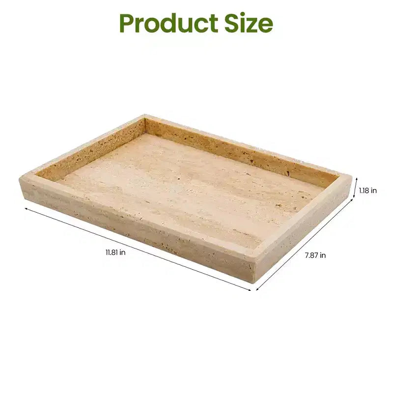 Elegant Natural Marble Jewelry Tray Organizer, Mom's Day Gift Genuine Marble Stone Tray for Vanity Bathroom Home Decor