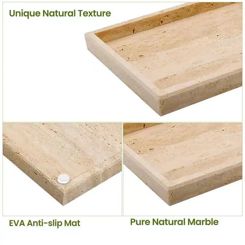 Elegant Natural Marble Jewelry Tray Organizer, Mom's Day Gift Genuine Marble Stone Tray for Vanity Bathroom Home Decor