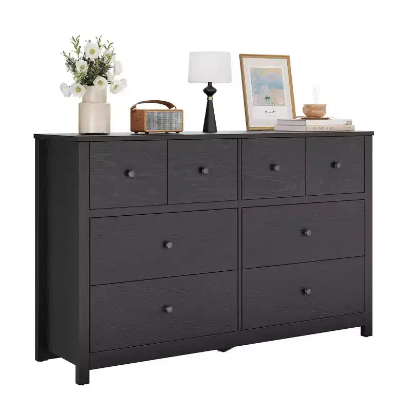 Modern 8-Drawer Dresser for Bedroom, Wide Wood Chest of Drawers with Deep Storage, Freestanding Organizer Cabinet Furniture for Living Room