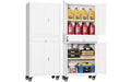 DEXYLLO Metal Garage Storage Cabinet with Locking Doors and Flexible Shelves, Rolling Tool Cabinet with Drawer for Garage,Warehouse,Home, White