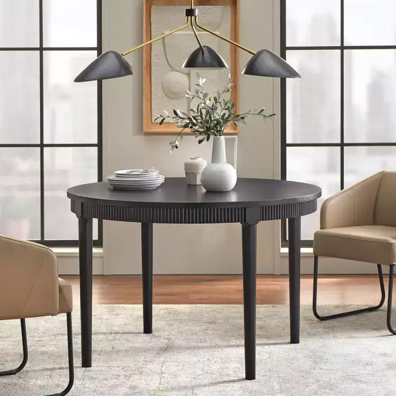 Lifestorey Astroria 46 Round Fluted Apron Dining Table