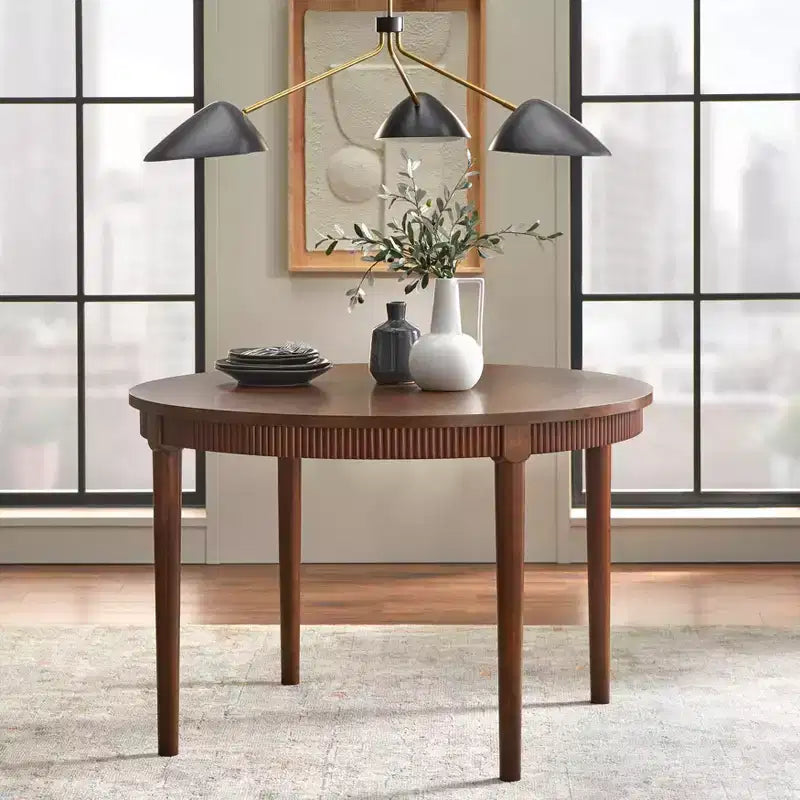 Lifestorey Astroria 46 Round Fluted Apron Dining Table