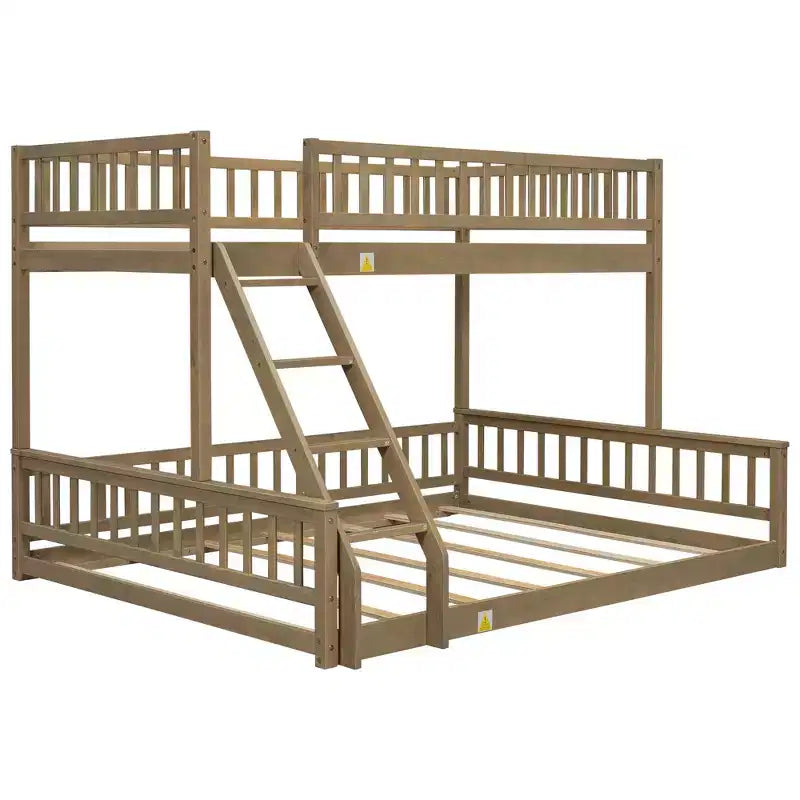 FAMYYT Twin XL Size Wood Bed?With Guardrail, ladder, Easy Assembly