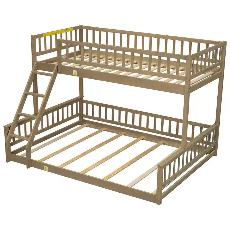 FAMYYT Twin XL Size Wood Bed?With Guardrail, ladder, Easy Assembly