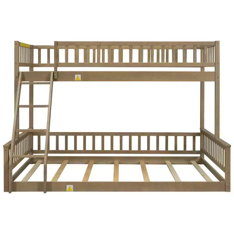 FAMYYT Twin XL Size Wood Bed?With Guardrail, ladder, Easy Assembly