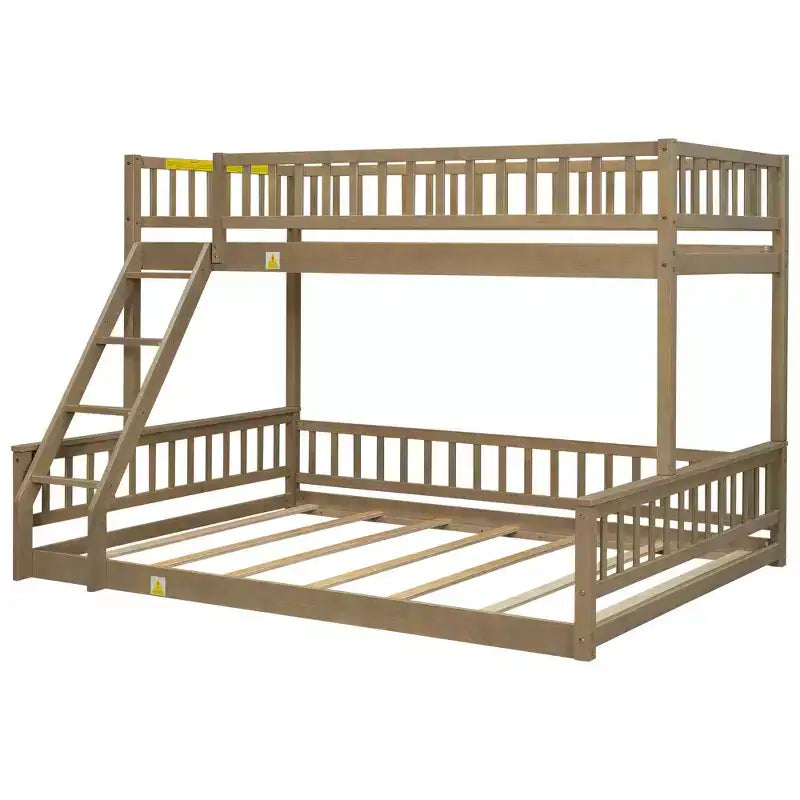 FAMYYT Twin XL Size Wood Bed?With Guardrail, ladder, Easy Assembly