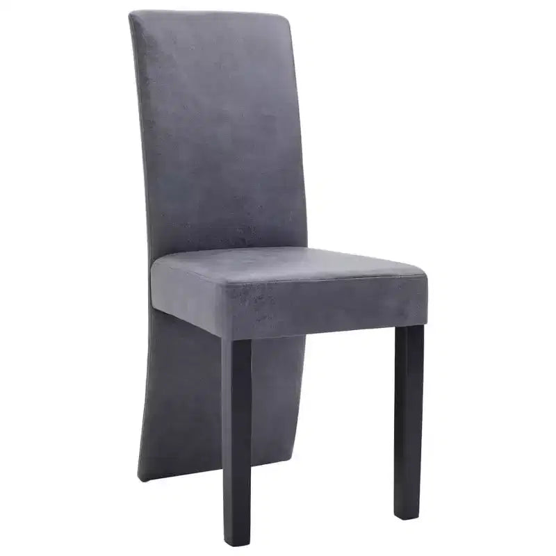 vidaXL Dining Chair Set of 4 Brown Faux suede leather and solid wood