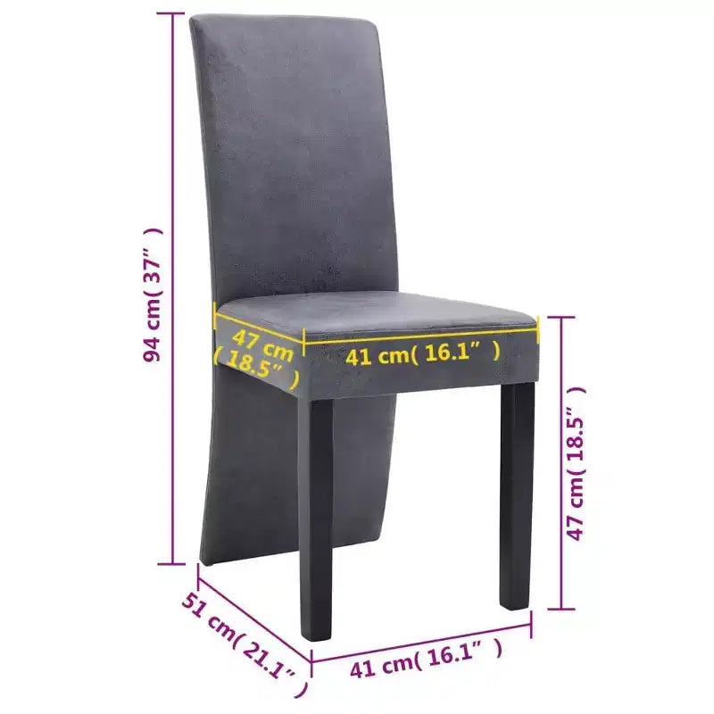 vidaXL Dining Chair Set of 4 Brown Faux suede leather and solid wood