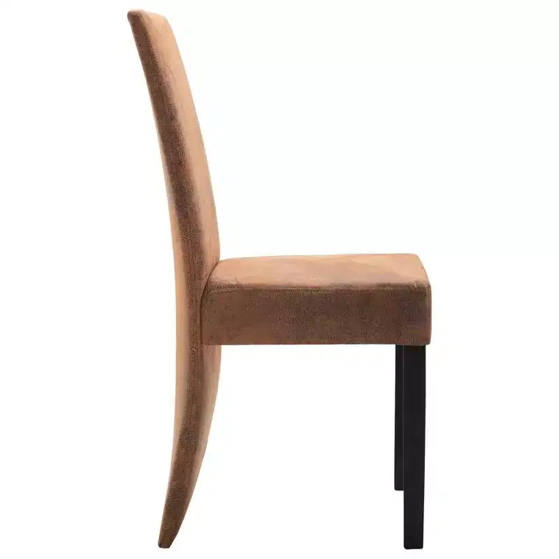vidaXL Dining Chair Set of 4 Brown Faux suede leather and solid wood