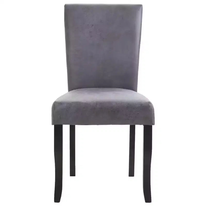 vidaXL Dining Chair Set of 2 Gray Faux suede leather, Wood Standard