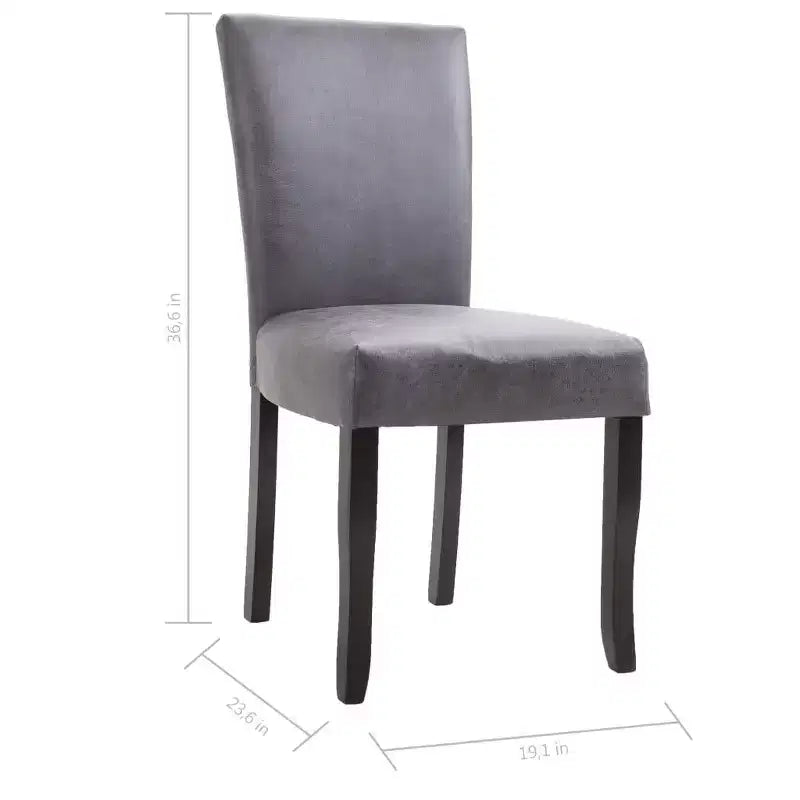 vidaXL Dining Chair Set of 2 Gray Faux suede leather, Wood Standard