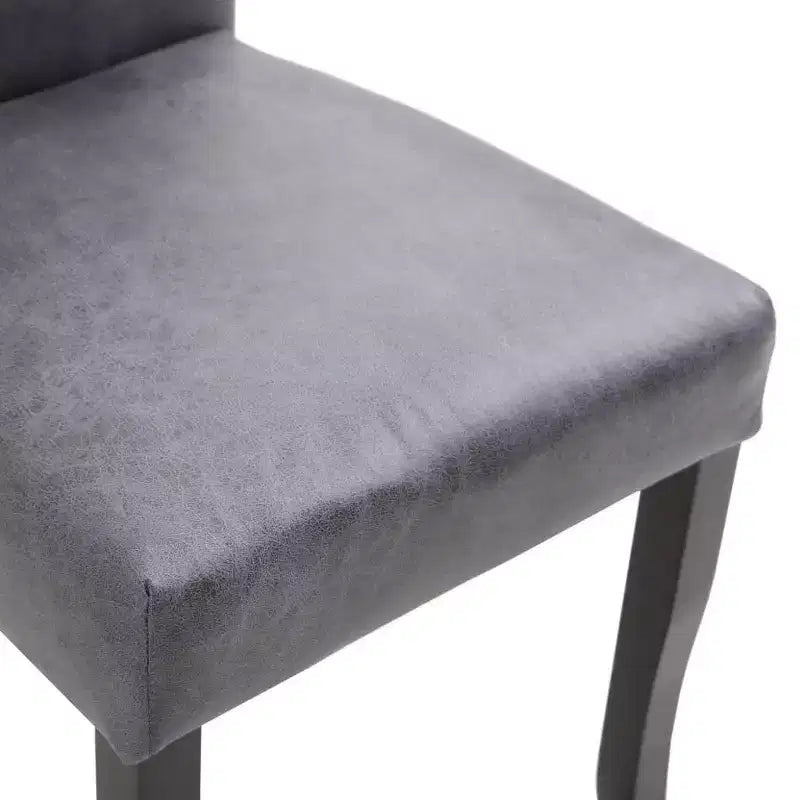 vidaXL Dining Chair Set of 2 Gray Faux suede leather, Wood Standard
