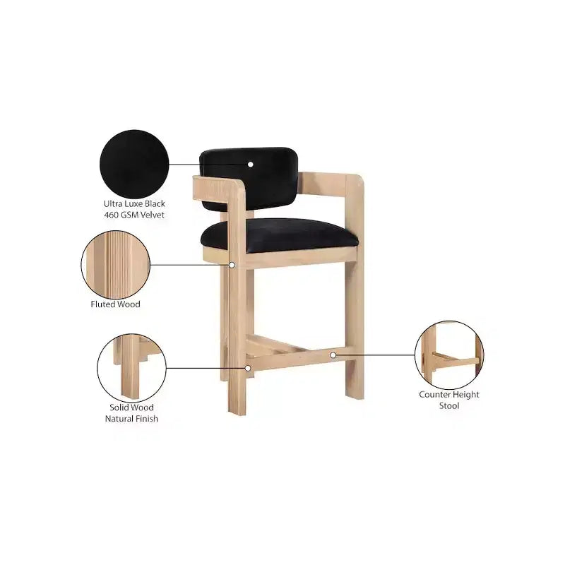 Meridian Furniture Sacha Velvet Bar Stool
