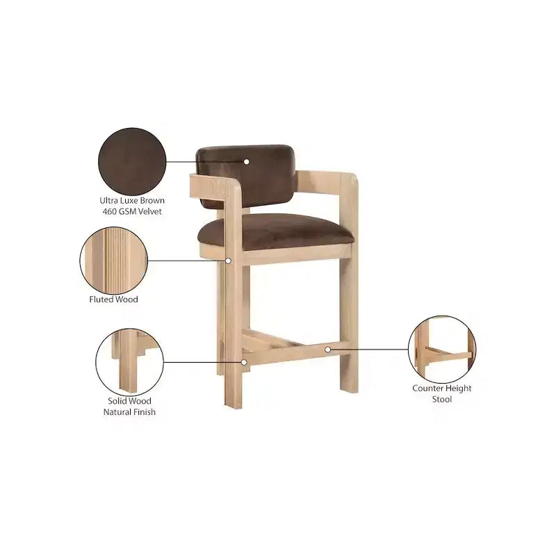 Meridian Furniture Sacha Velvet Bar Stool