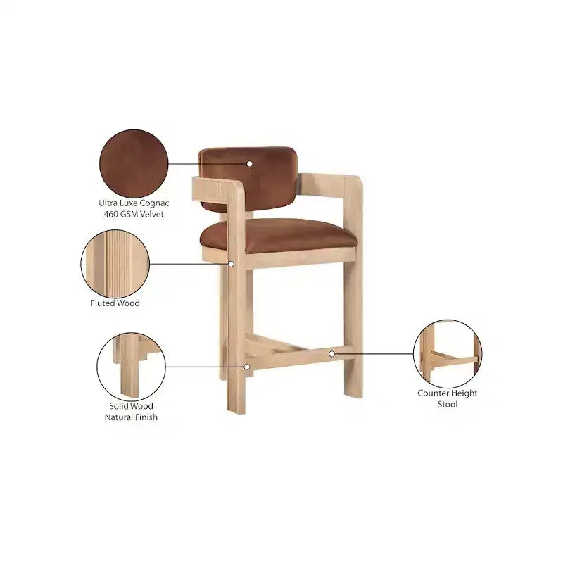 Meridian Furniture Sacha Velvet Bar Stool