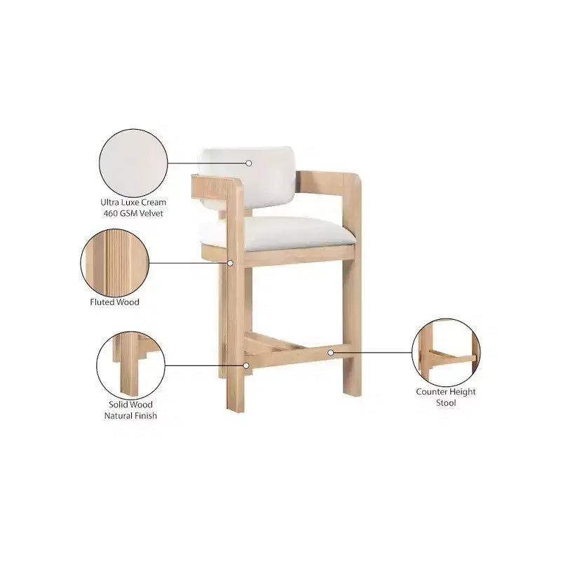 Meridian Furniture Sacha Velvet Bar Stool