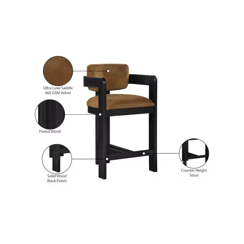 Meridian Furniture Sacha Velvet Bar Stool