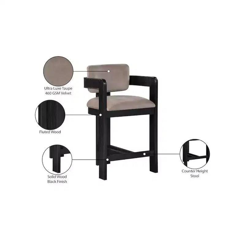 Meridian Furniture Sacha Velvet Bar Stool