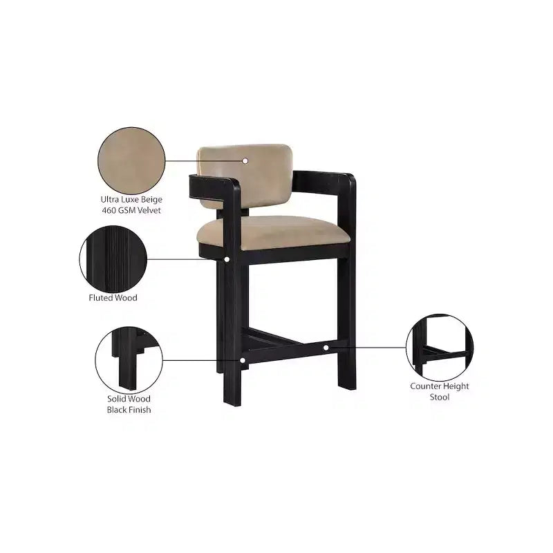 Meridian Furniture Sacha Velvet Bar Stool