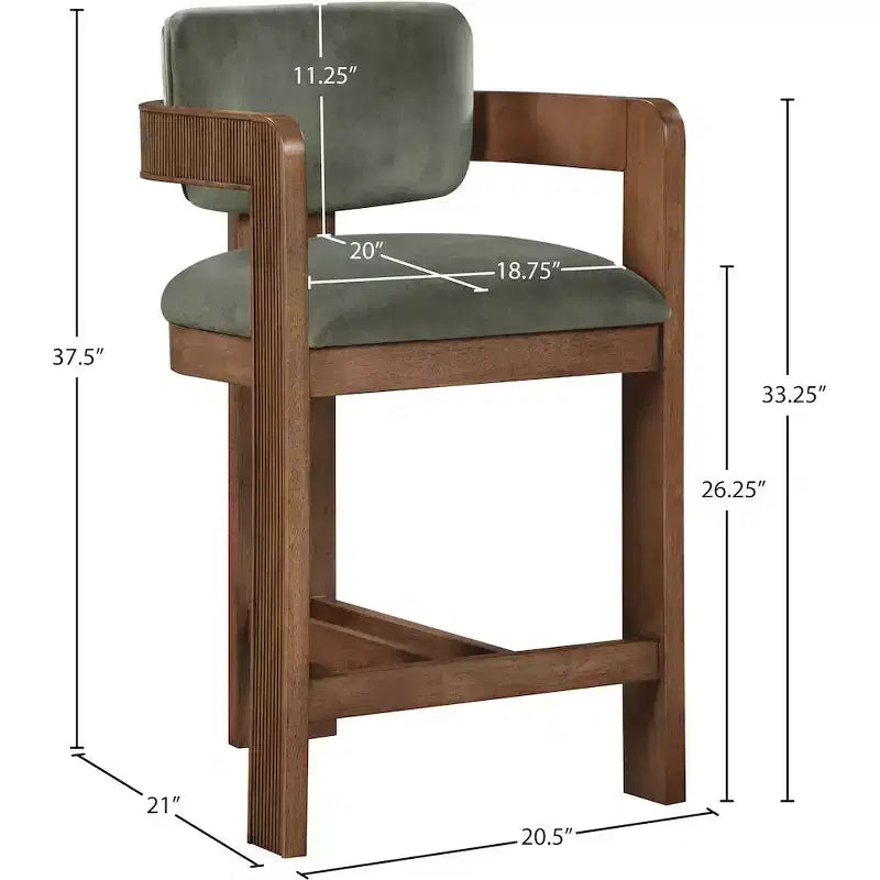Meridian Furniture Sacha Velvet Bar Stool