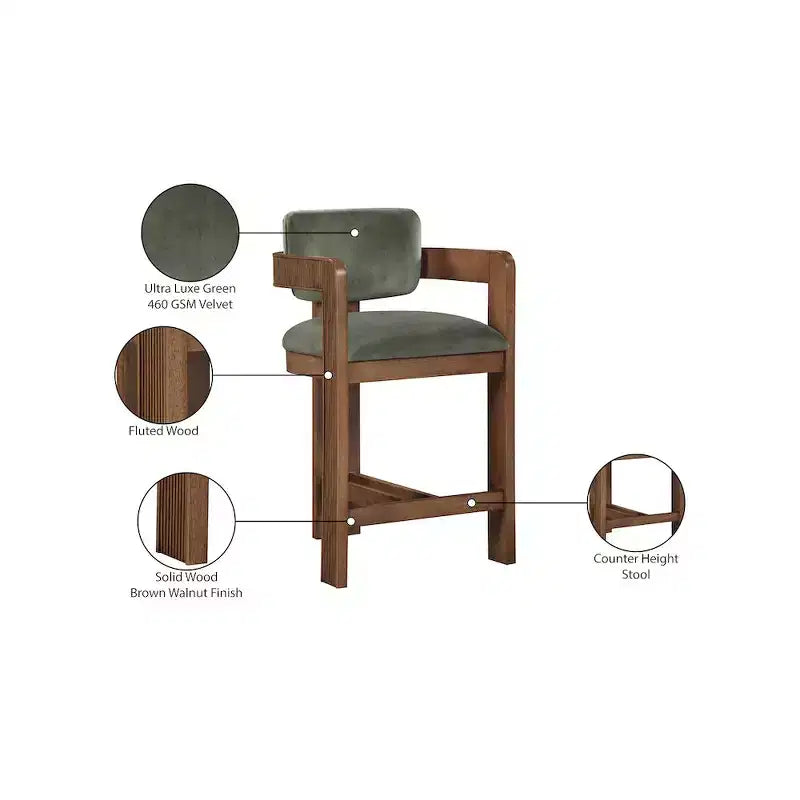 Meridian Furniture Sacha Velvet Bar Stool