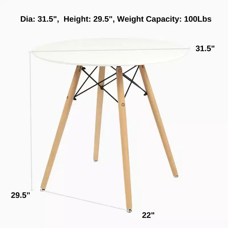 FurnitureR Round Dining Table Set for 4, 31.5 Kitchen Table with 4 Upholstered Chairs, Wood Legs Dining Set for Small Space, Apartment,Breakfast Nook