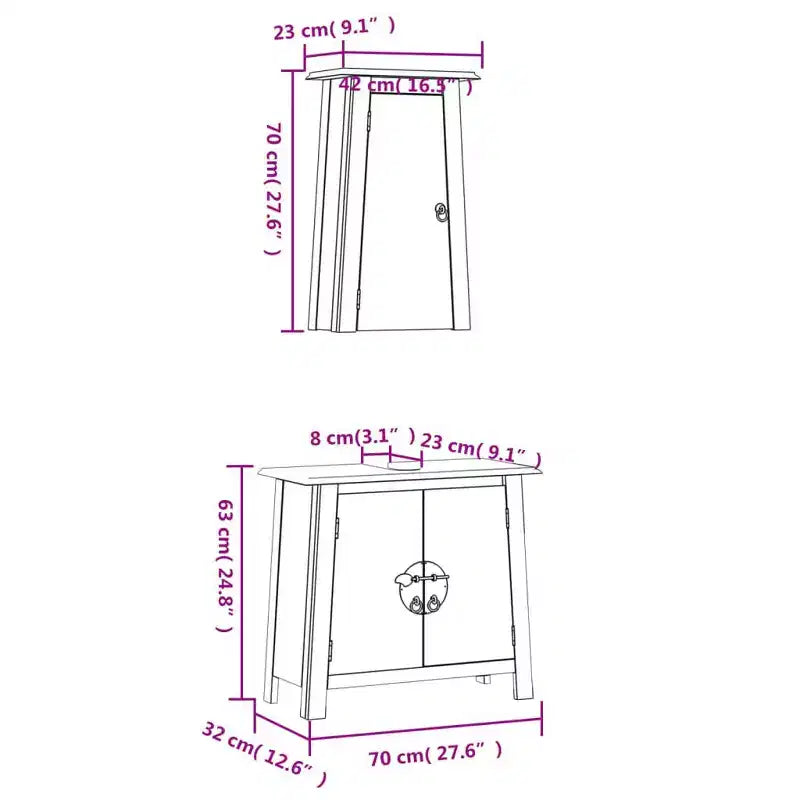 vidaXL Bathroom Furniture Set Wood Solid pine wood Medium