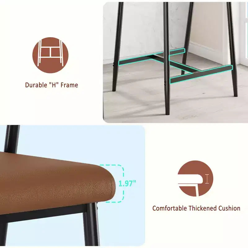 Counter Height Bar Stools Set of 2 with Arms, Upholstered Barstool with Back, Soft Wider Seat, Metal Bar Stools Set for Kitchen Island, Easy Assembly