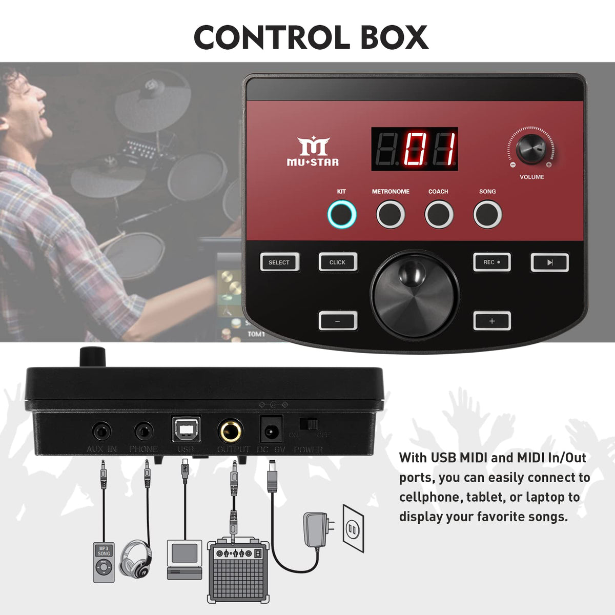 MUSTAR E-Drum-Set, elektronisches Schlagzeug