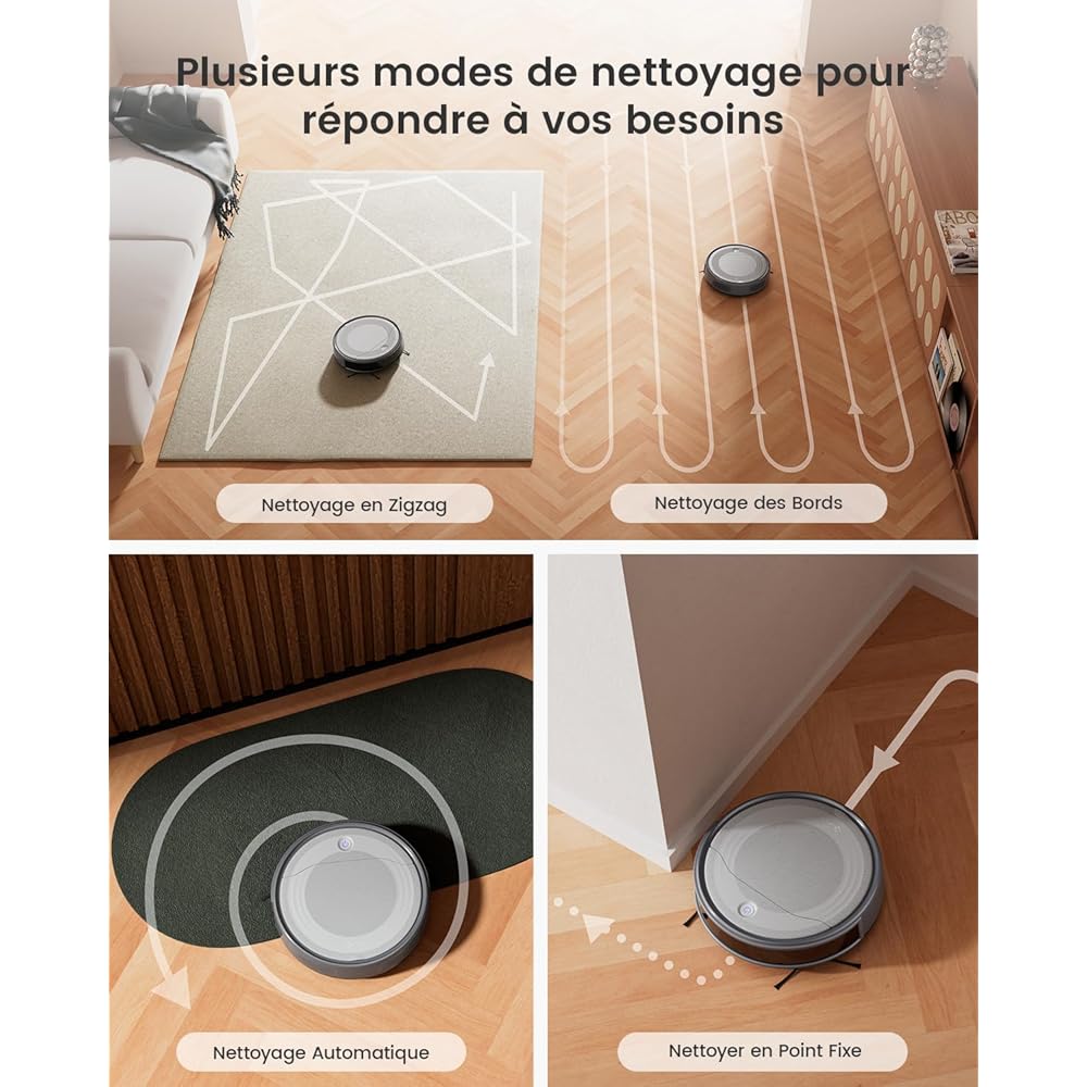 Lefant Aspirateur Robot, Robot Aspirateur 4500Pa Puissance d'Aspiration, Évitement Précis des Obstacles, Anti-Enchevêtrement Idéal pour Les Poils d'animaux, Cheveux et Sols Durs,Contrôle par App/Alexa : Cuisine et Maison
