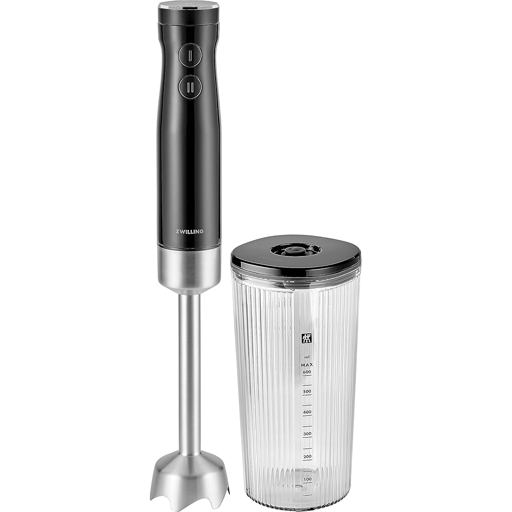 ZWILLING ENFINIGY Mixeur Plongeant avec Lame à Ailettes en Acier Inoxydable, Verre Doseur 600 ml, Noir : Cuisine et Maison