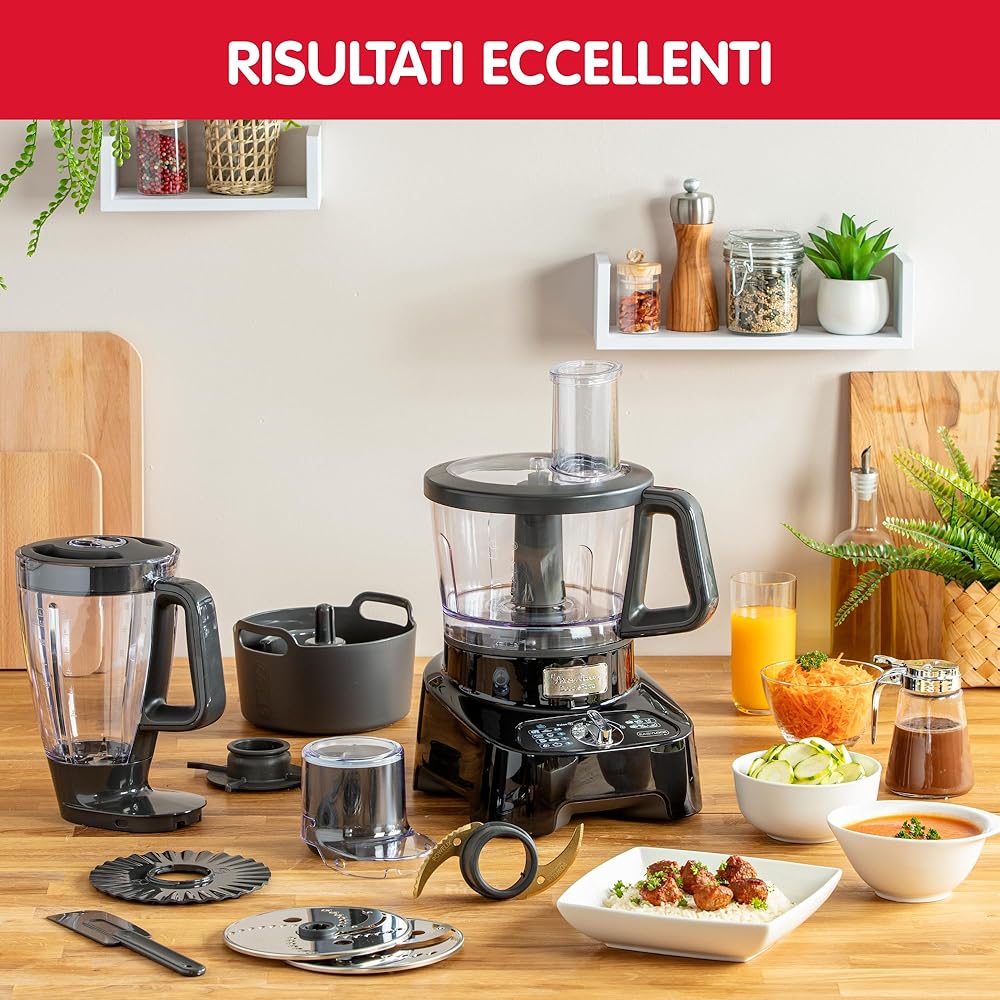 Moulinex Robot multifonction, 1000 W, 28 fonctions, Bol 3 L, Blender 2 L, Hachoir, Disques pour râper et émincer, Lames inox titanium, Robot cuisine, DoubleForce FP821811 : Cuisine et Maison