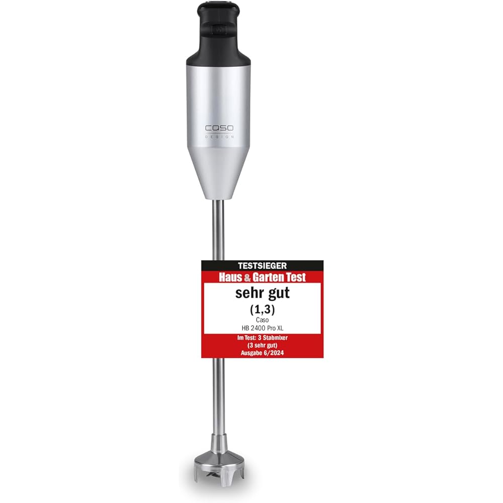 CASO HB 2400 Pro XL Mixeur plongeant - 24 000 tr/min, Puissant & Silencieux, Accessoires inclus pour mixer, mélanger, fouetter & plus, Tige de 29 cm en acier inoxydable : Cuisine et Maison
