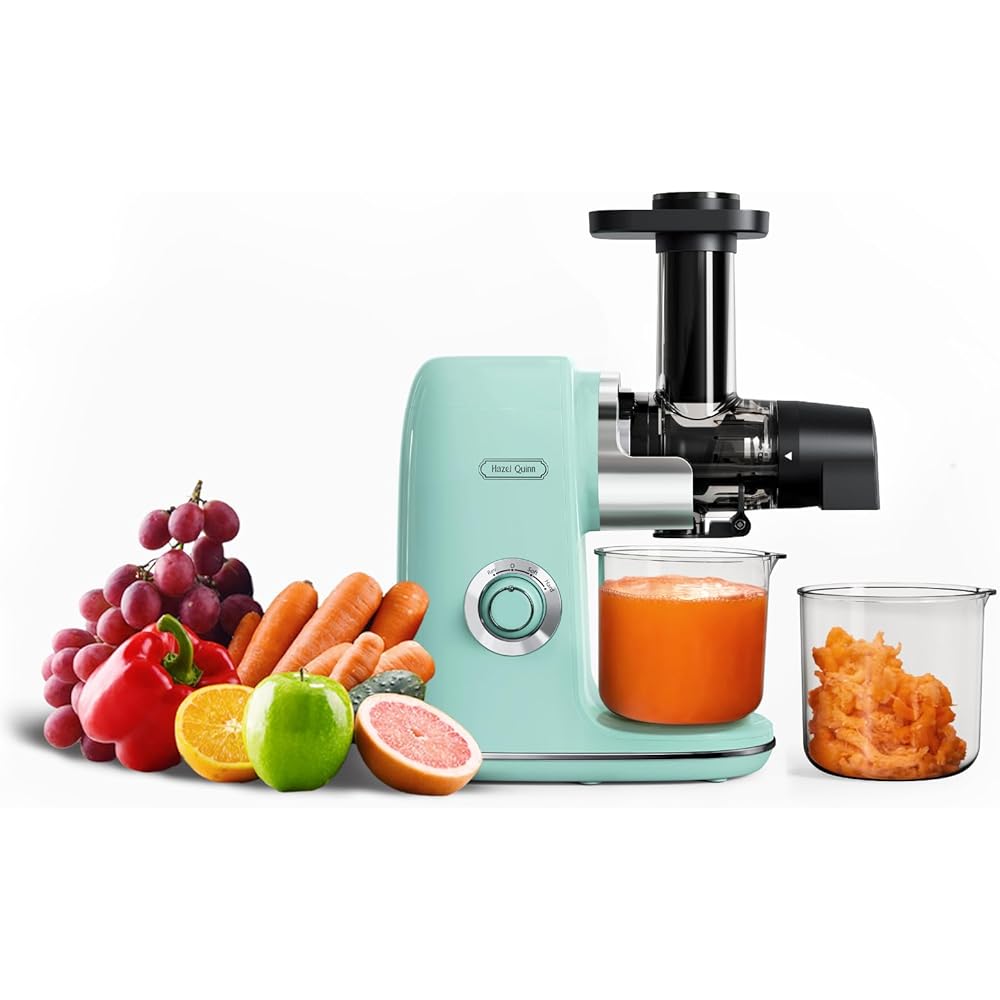 Extracteur de Jus de Fruits et Légumes Hazel Quinn - Technologie Sans Filtre pour un Nettoyage Facile, Modes 2 Vitesses et Fonction Inverse, Moteur Silencieux 80 tr/min, Sans BPA. : Cuisine et Maison