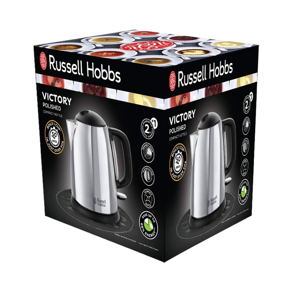 Russell Hobbs Toaster Grille-Pain, Cuisson Rapide et Uniforme - 23311-56 Victory & Bouilloire 1L, Ebullition Rapide, Marquage Tasses, Ouverture Facile, Design Compact - 24990-70 Victory : Cuisine et Maison