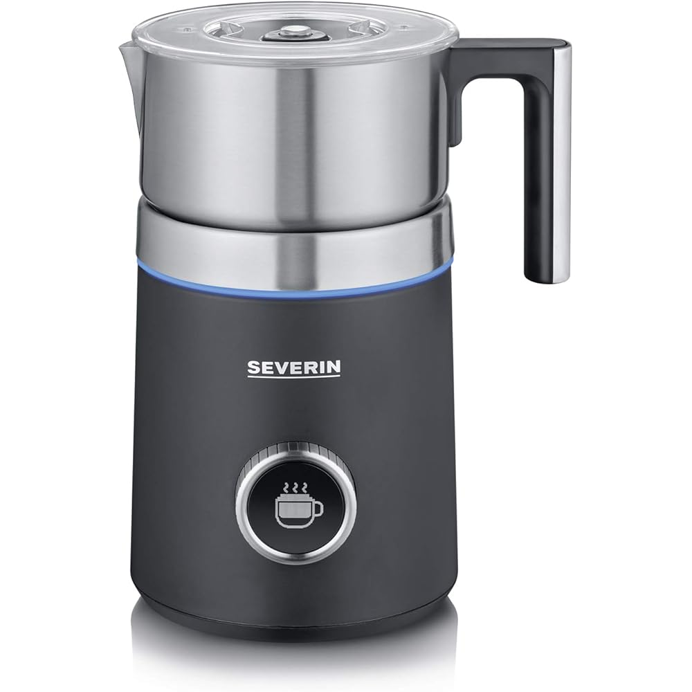 SEVERIN Émulsionneur de lait Spuma 700 Plus 500 W, Mousseur de lait à induction, Mousseur à lait électrique, Chocolatière 700 ml, 13 programmes, inox/noir, SM 3587 : Cuisine et Maison