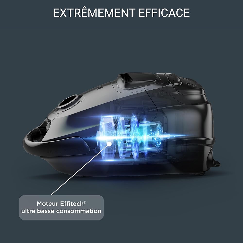 ROWENTA Silence Force Effitech Aspirateur avec Sac, Silencieux 57 DB(A), Basse consommation, Haute Filtration, Rayon d'action 12 m, Fabriqué en France RO7451EA, Bleu : Cuisine et Maison