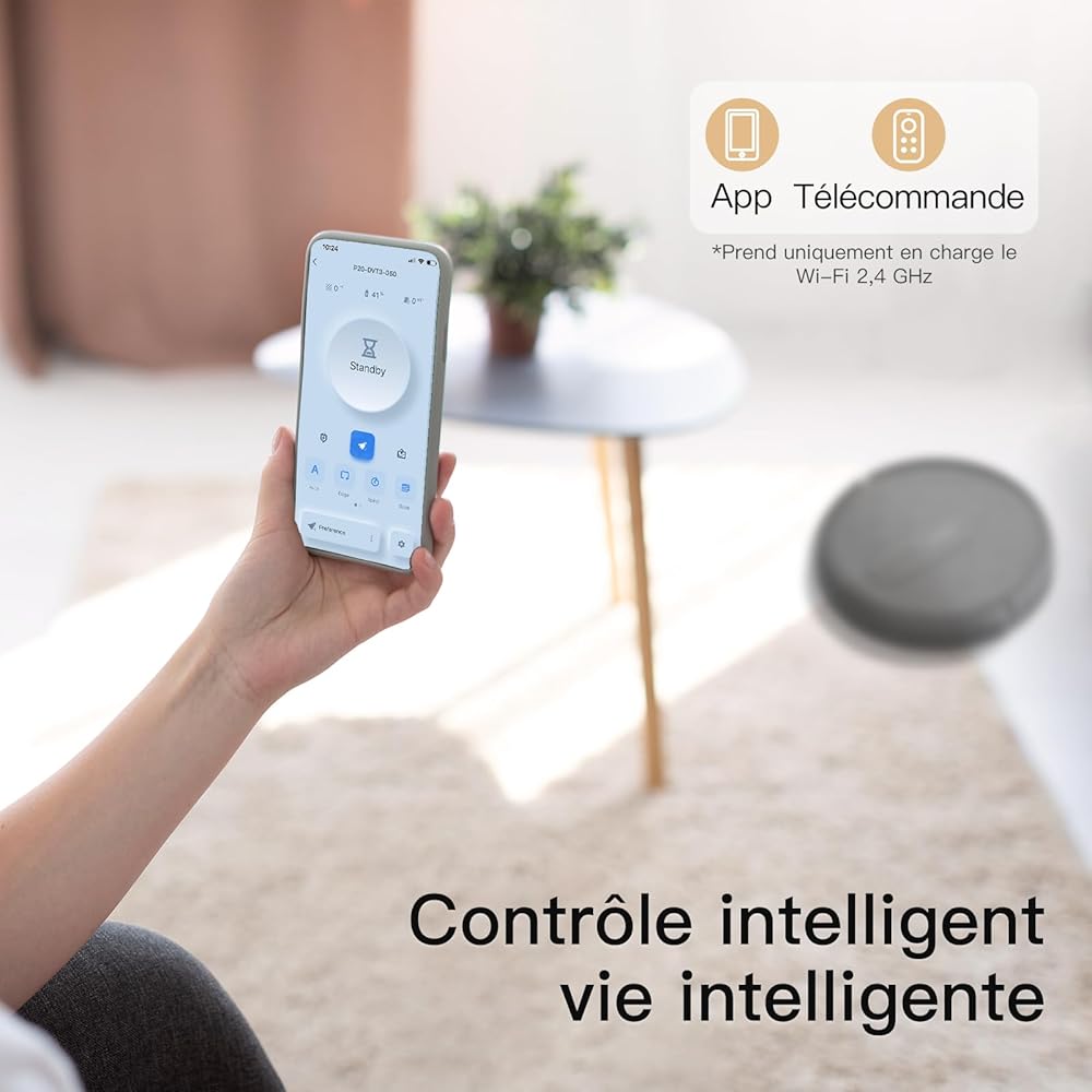 AIRROBO P20 Aspirateur Robot, 2800Pa Puissance d'Aspiration, 120 Mins d'Autonomie, Robot Aspirateur Intelligente Connecté WiFi/App, Silencieux Idéal pour Poils d'animaux, Cheveux, Poussière : Cuisine et Maison