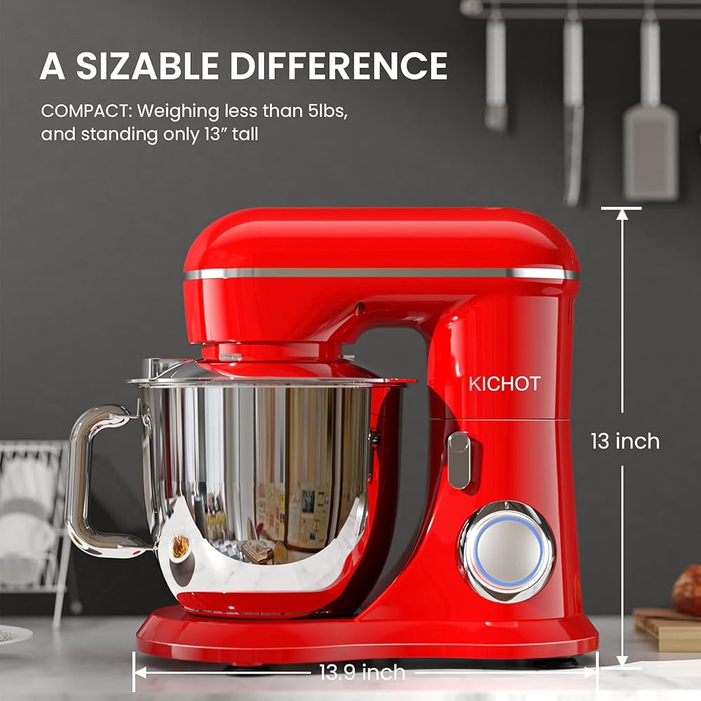 KICHOT 4.5L Robot Pâtissier, 1300W 10Vitesses Robot de Cuisine Multifonction, Robot Mixeur Pâtisserie, Bol d'Acier Inoxydable, Fouet Batteur, Crochet : Cuisine et Maison