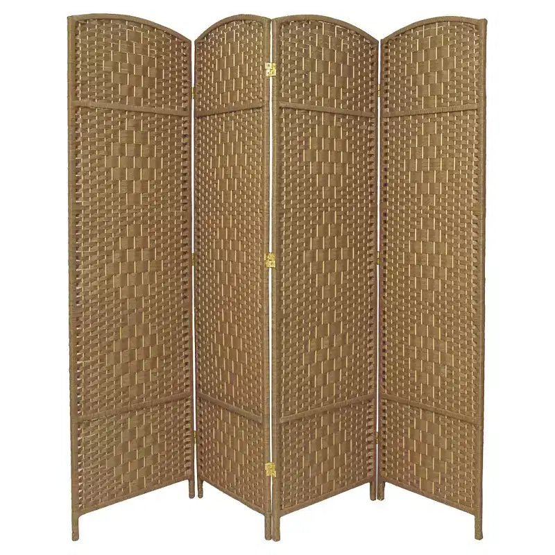 6 ft. Tall Diamond Weave Fiber Room Divider 4 Panels - Oriental Furniture