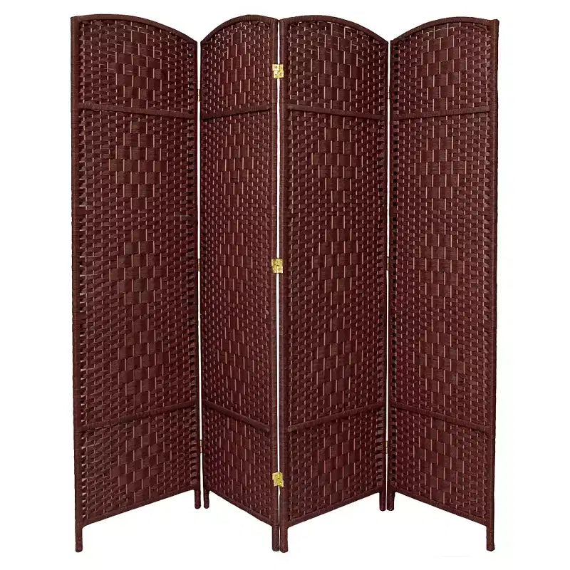 6 ft. Tall Diamond Weave Fiber Room Divider 4 Panels - Oriental Furniture
